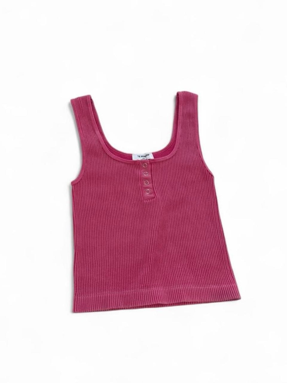 The Workshop Hot Pink Ribbed Henley Tank Top